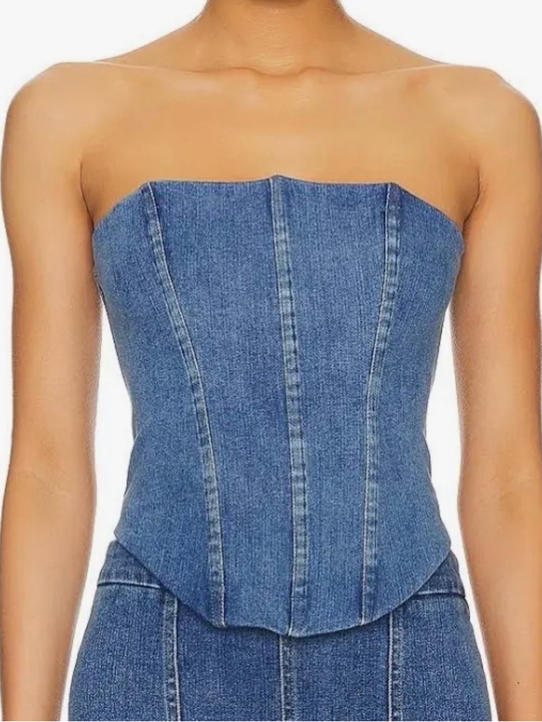 Majorelle Light Blue Denim Bustier Top